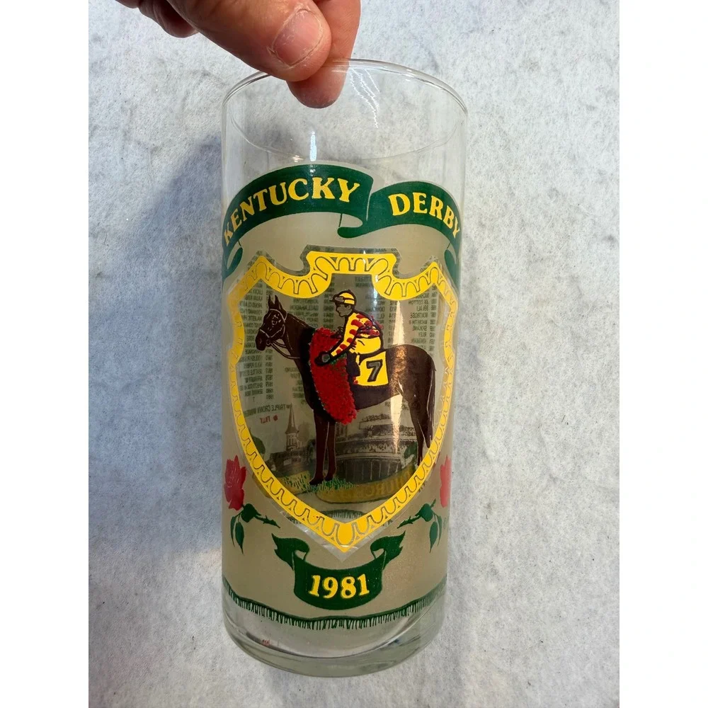 Vintage 1981 Kentucky Derby 107 Churchill Downs Mint Julep Glass Harry M Stevens